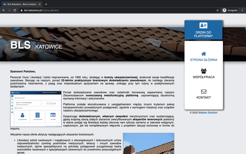 Strona internetowa Biura Likwidacji Szkód BLS Katowice