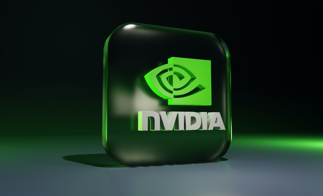 Logo Nvidia na szklanej kostce